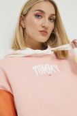 Кофта Tommy Jeans жіноча колір рожевий з капюшоном візерунок (2914510)