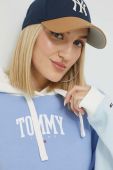 Кофта Tommy Jeans жіноча з капюшоном візерунок колір блакитний (2914504)