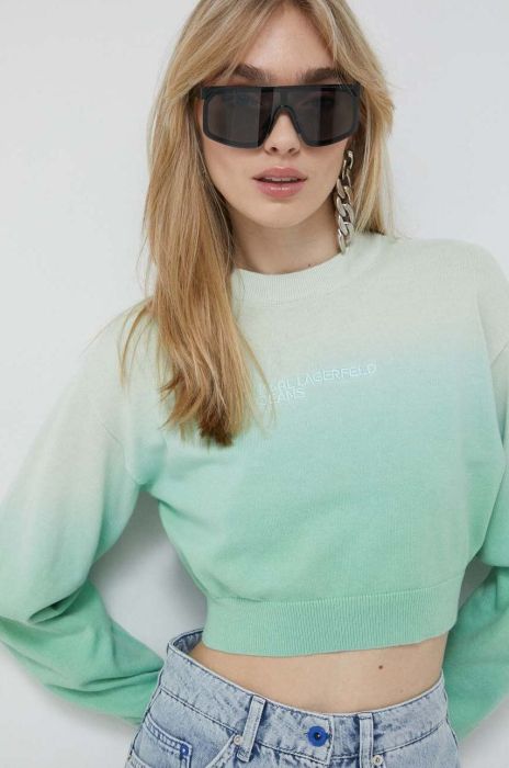 Бавовняний светр Karl Lagerfeld Jeans колір зелений