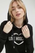 Кофта Love Moschino жіноча колір чорний з капюшоном з принтом