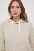 Кофта Polo Ralph Lauren жіноча колір бежевий з капюшоном однотонна (3648638)