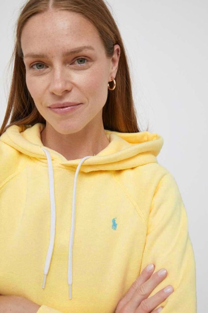 Кофта Polo Ralph Lauren жіноча колір жовтий з капюшоном однотонна (3387766) фото 4