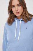 Кофта Polo Ralph Lauren жіноча з капюшоном однотонна колір блакитний (3648648)