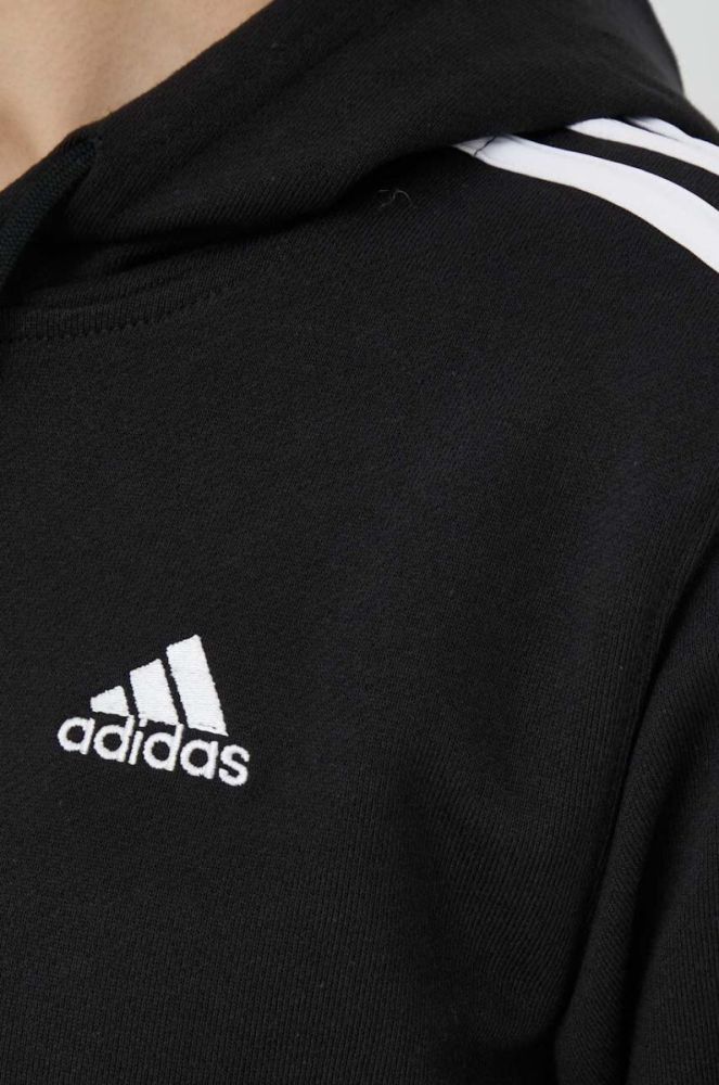 Кофта adidas Жіноча колір чорний з капюшоном візерунок фото 5