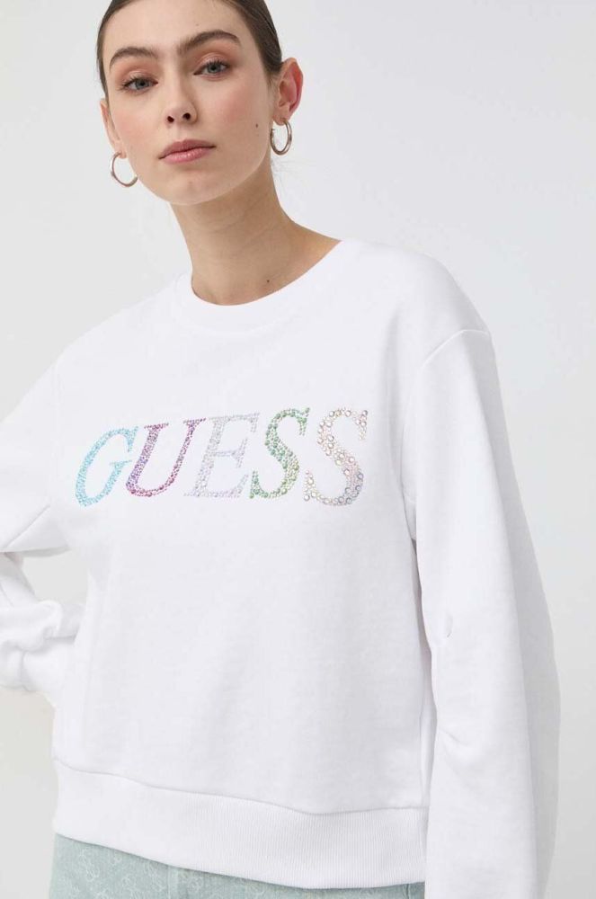 Кофта Guess жіноча колір білий з аплікацією (3030482)