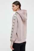 Кофта Guess жіноча колір бежевий з капюшоном з аплікацією (3367246)