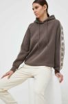 Кофта Guess жіноча колір коричневий з капюшоном з аплікацією Кофта Guess жіноча колір коричневий з капюшоном з аплікацією