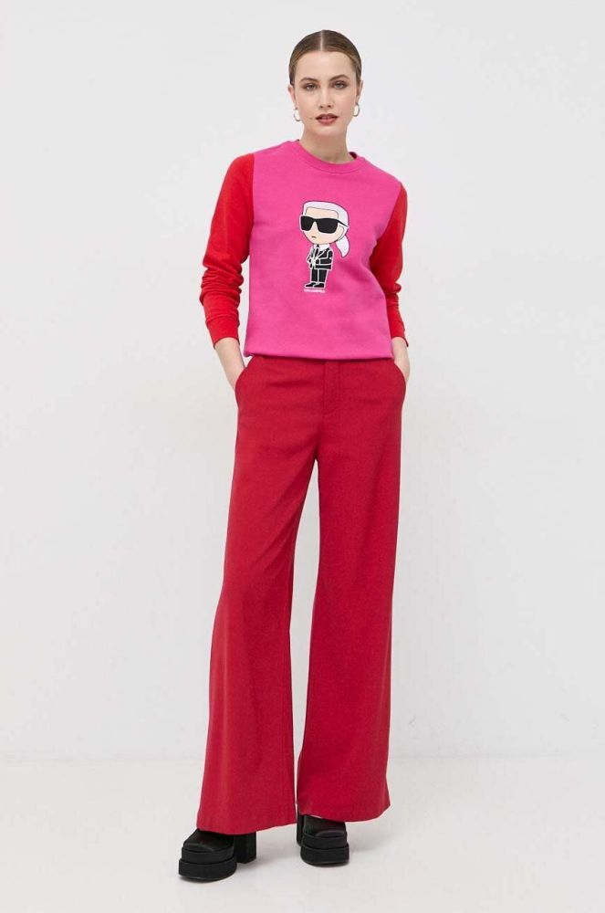 Кофта Karl Lagerfeld жіноча колір рожевий з аплікацією