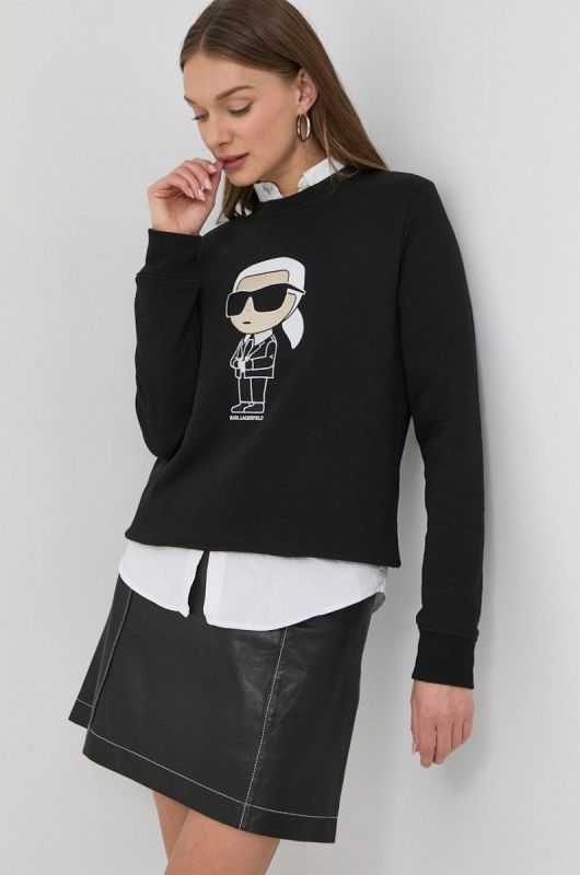 Кофта Karl Lagerfeld жіноча колір чорний з аплікацією (2893532)