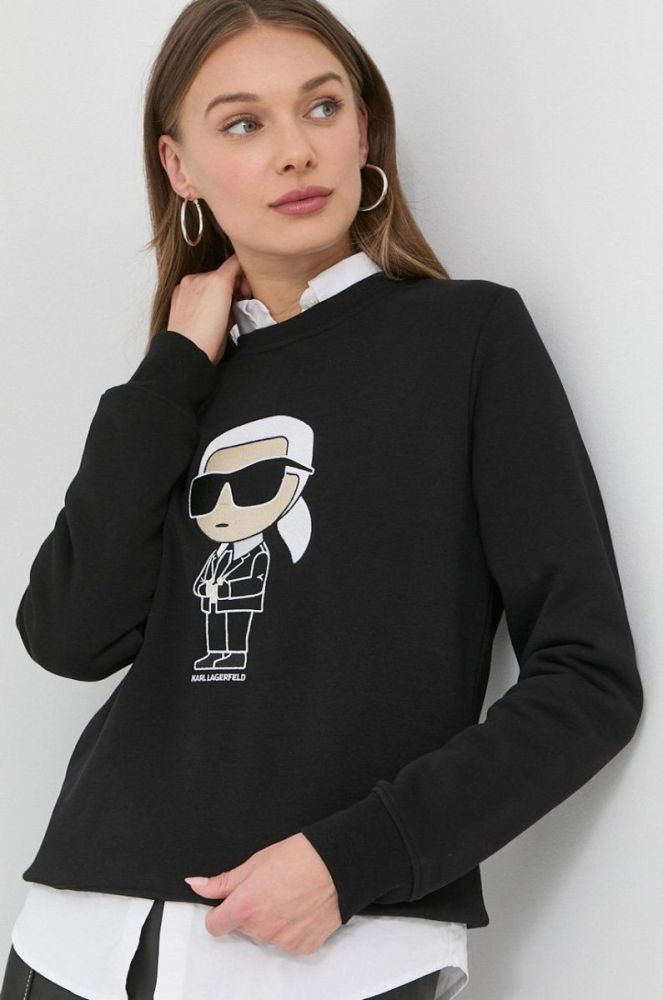 Кофта Karl Lagerfeld жіноча колір чорний з аплікацією (2893532) фото 4