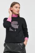 Кофта Karl Lagerfeld жіноча колір чорний з аплікацією (2893562)
