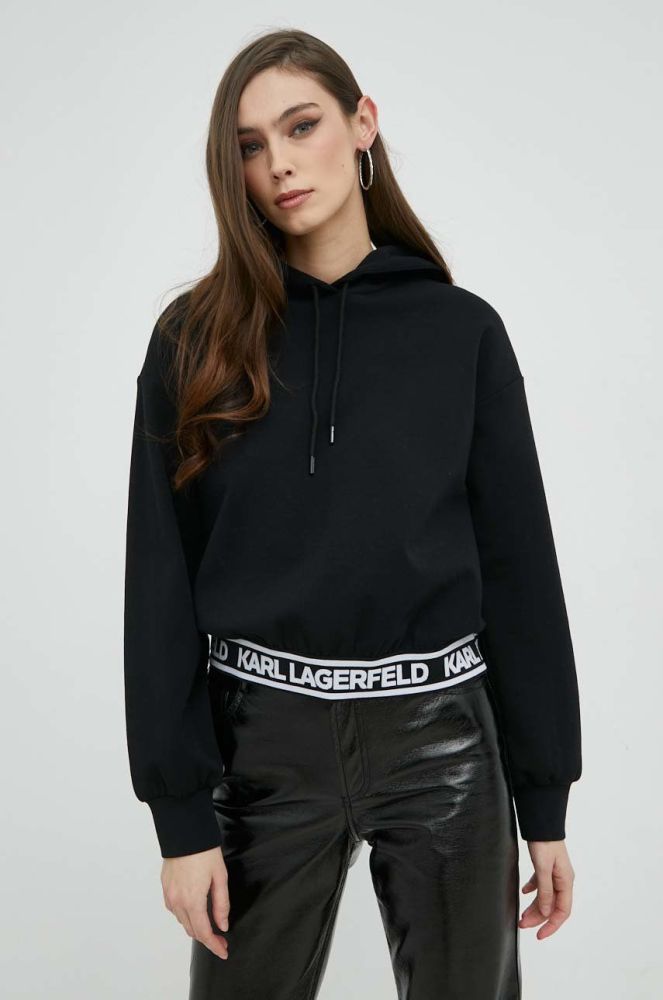 Кофта Karl Lagerfeld жіноча колір чорний з капюшоном однотонна (2910903)