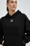 Бавовняна кофта Puma жіноча колір чорний з капюшоном однотонна 535684-01 Бавовняна кофта Puma жіноча колір чорний з капюшоном однотонна 535684-01