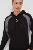 Кофта Puma жіноча колір чорний з капюшоном візерунок