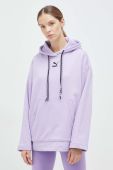 Бавовняна кофта Puma жіноча колір фіолетовий з капюшоном з принтом