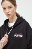 Кофта Puma жіноча колір чорний з капюшоном з принтом (3090190)
