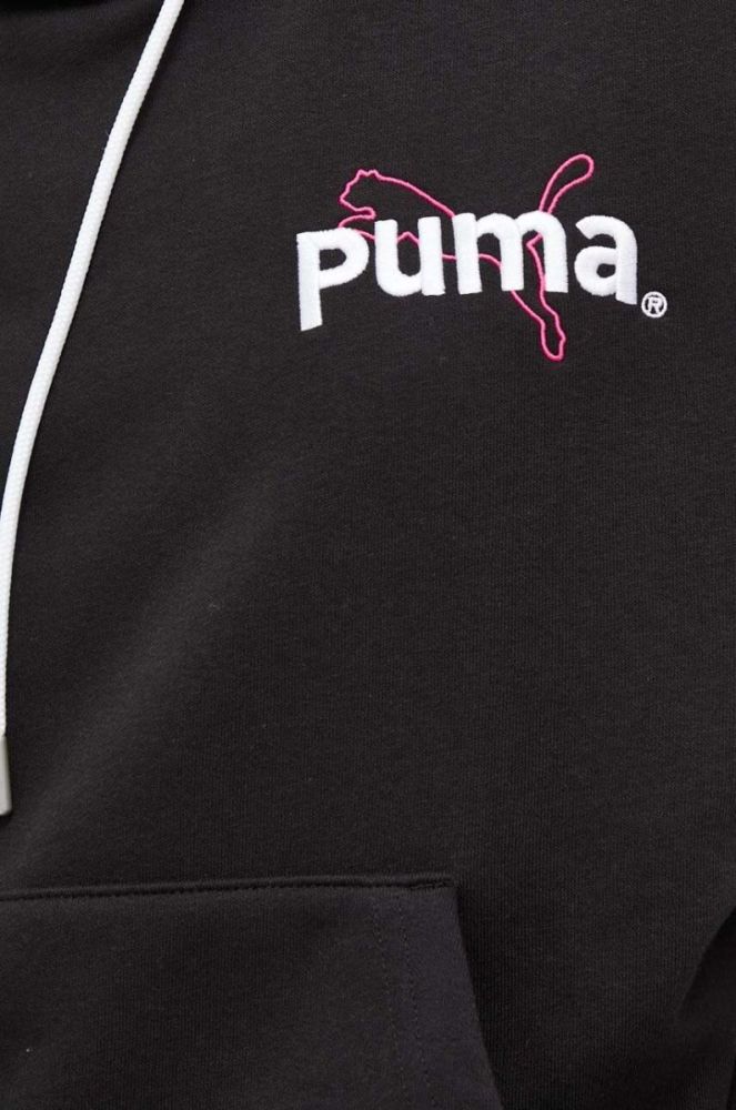 Кофта Puma жіноча колір чорний з капюшоном з принтом (3090190) фото 5