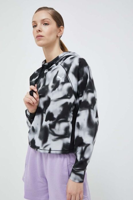 Тренувальна кофта Puma Modern Sports колір чорний з капюшоном візерунок