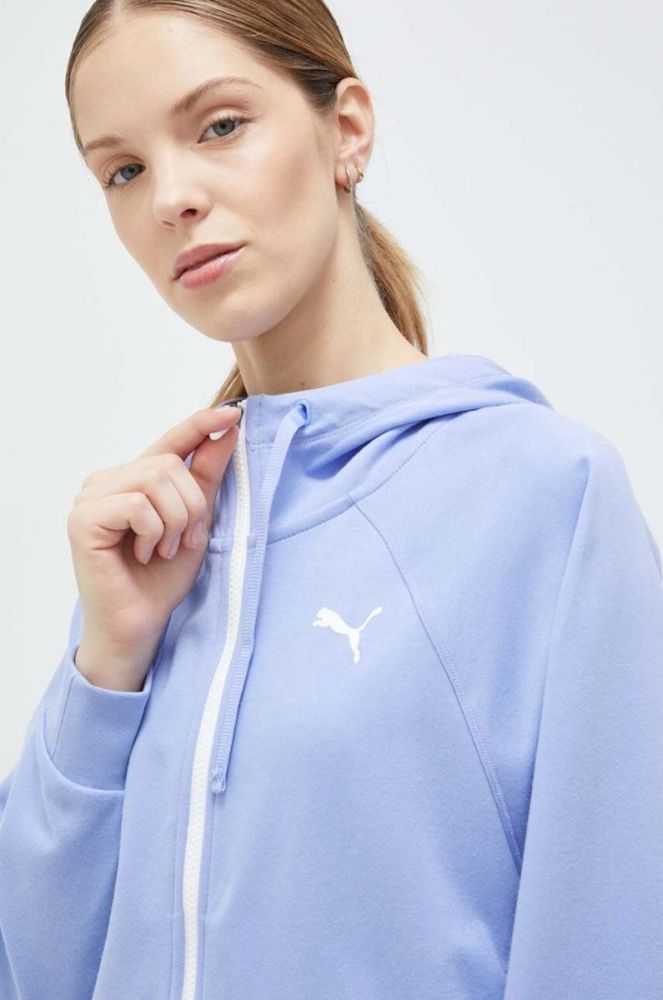 Тренувальна кофта Puma Modern Sports колір фіолетовий з капюшоном візерунок фото 5