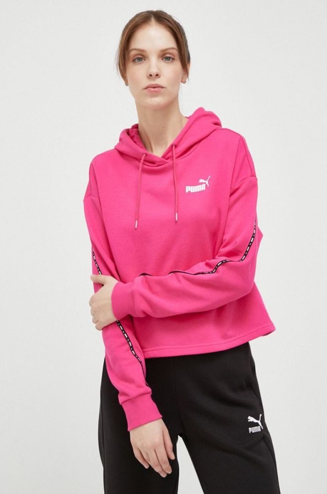 Кофта Puma колір рожевий з капюшоном з принтом фото 4