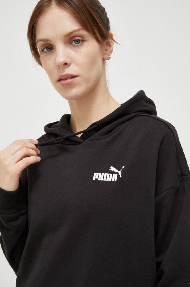 Кофта Puma колір чорний з капюшоном з принтом (3389970) фото 4