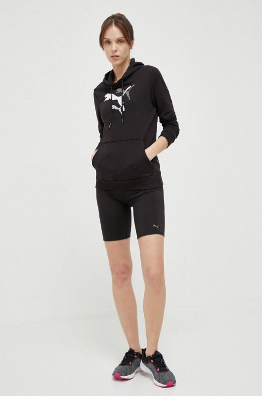 Кофта Puma колір чорний з капюшоном з принтом (3210785) фото 2
