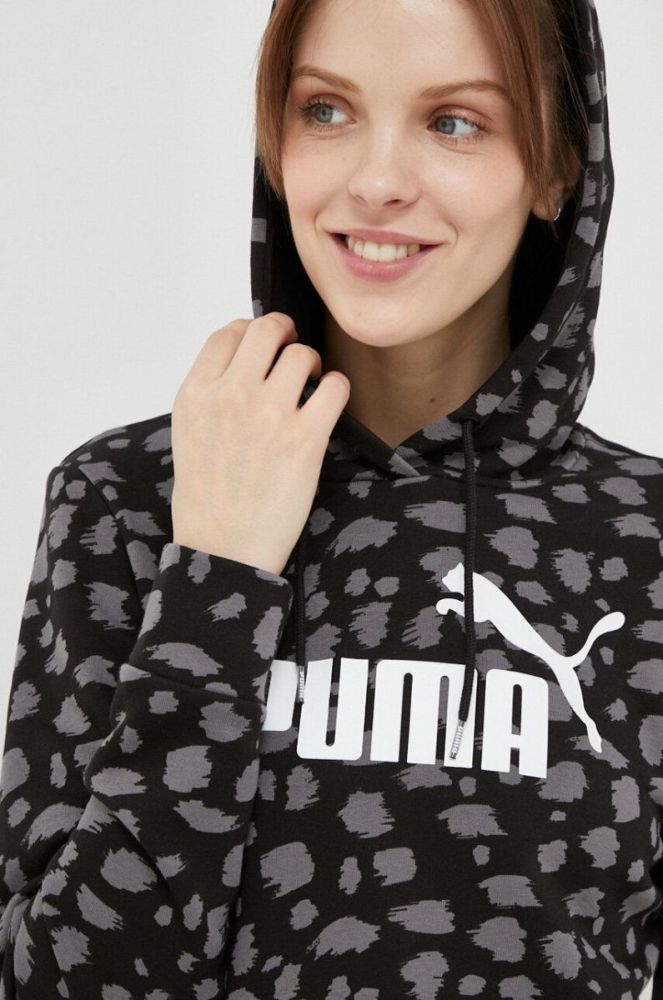 Кофта Puma колір чорний з капюшоном візерунок фото 4
