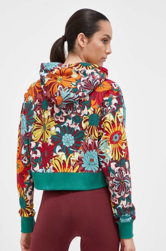 Бавовняна кофта Puma X Liberty жіноча з капюшоном візерунок колір барвистий фото 3