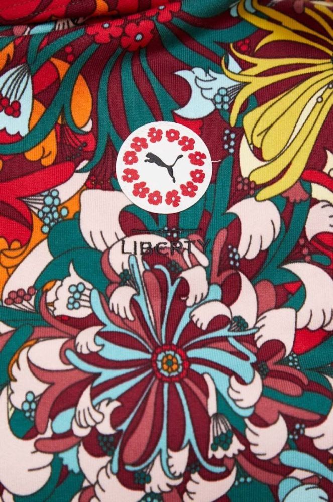 Бавовняна кофта Puma X Liberty жіноча з капюшоном візерунок колір барвистий фото 5