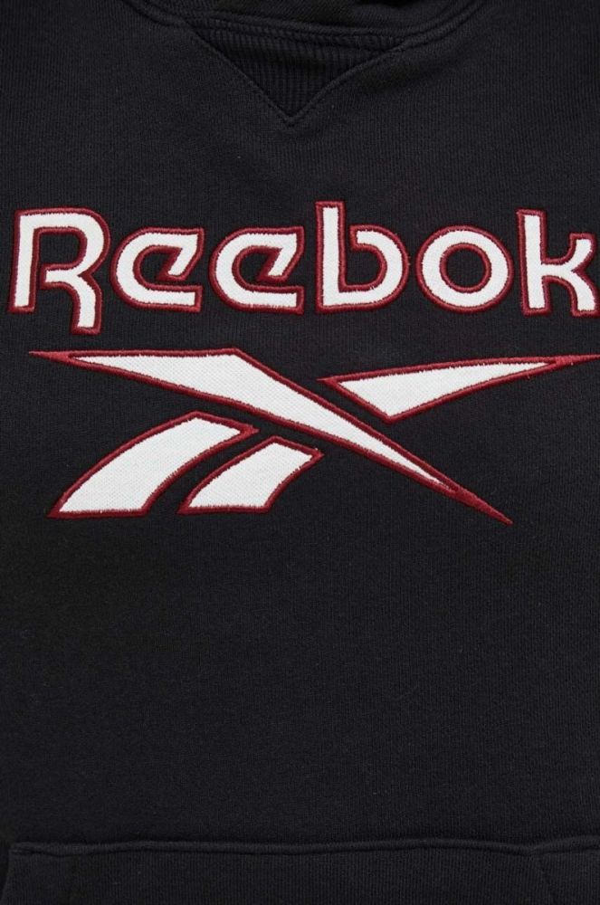 Кофта Reebok Classic жіноча колір чорний з капюшоном з принтом HS4718-BLACK фото 5
