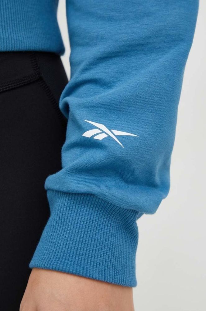 Кофта Reebok жіноча  однотонна колір блакитний фото 5