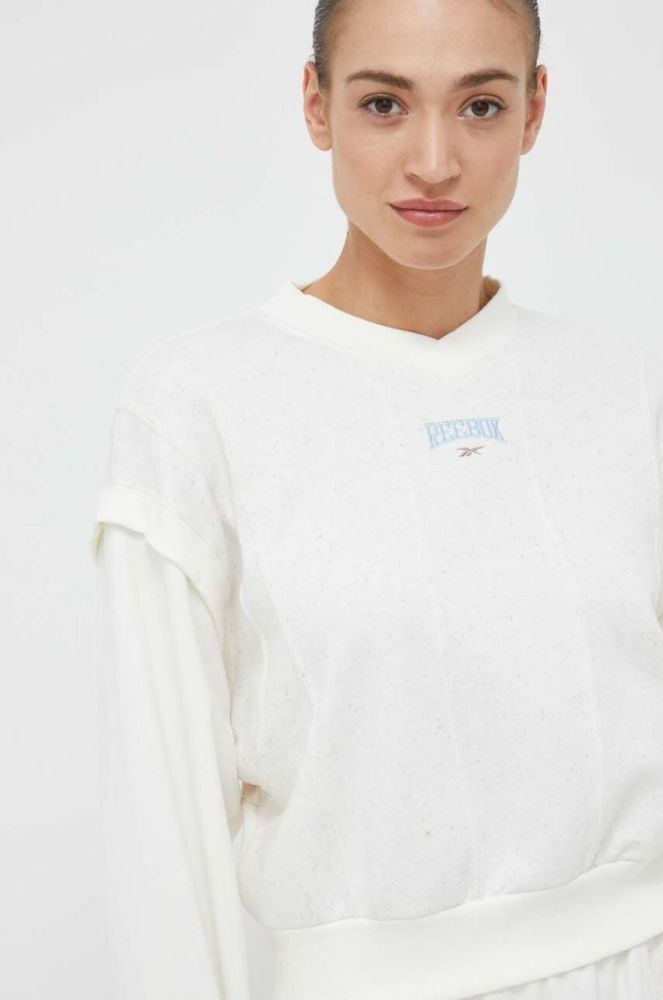 Кофта Reebok Classic жіноча колір бежевий меланж HT7856-CHALK фото 4