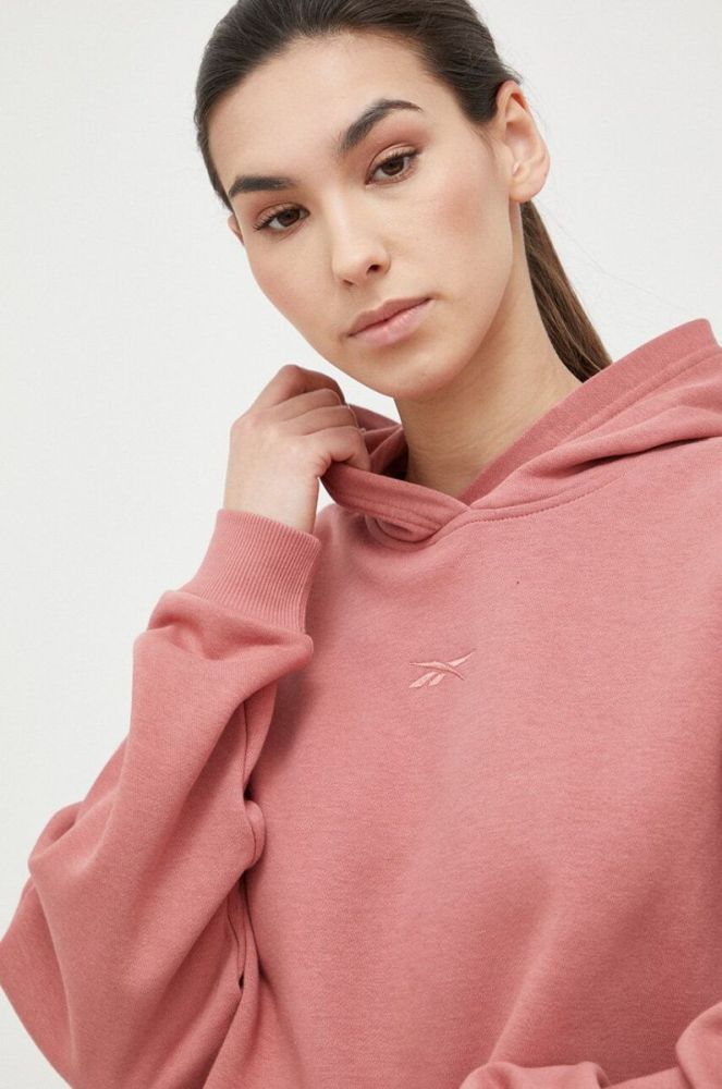 Кофта Reebok жіноча колір помаранчевий з капюшоном однотонна (3147174) фото 4