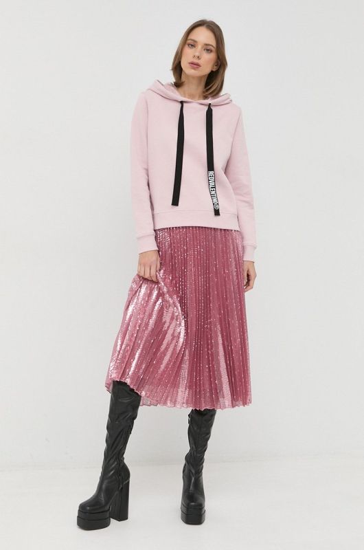 Бавовняна кофта Red Valentino жіноча колір рожевий з капюшоном однотонна