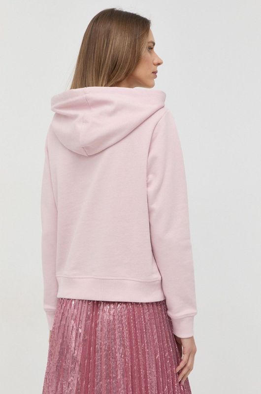 Бавовняна кофта Red Valentino жіноча колір рожевий з капюшоном однотонна