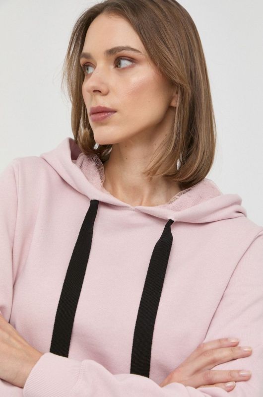 Бавовняна кофта Red Valentino жіноча колір рожевий з капюшоном однотонна