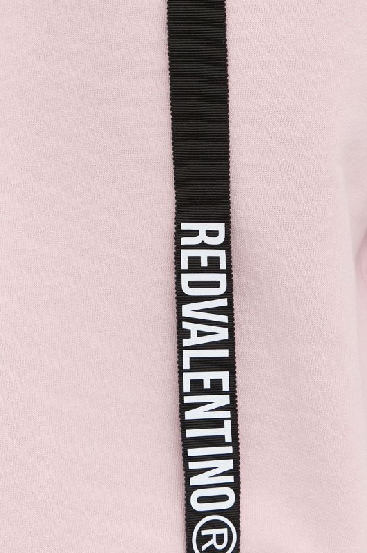 Бавовняна кофта Red Valentino жіноча колір рожевий з капюшоном однотонна