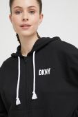 Кофта лаунж Dkny колір чорний з капюшоном з принтом