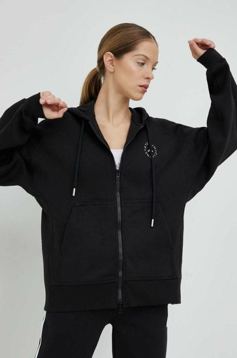 Кофта adidas by Stella McCartney колір чорний з капюшоном однотонна