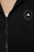 Кофта adidas by Stella McCartney колір чорний з капюшоном однотонна