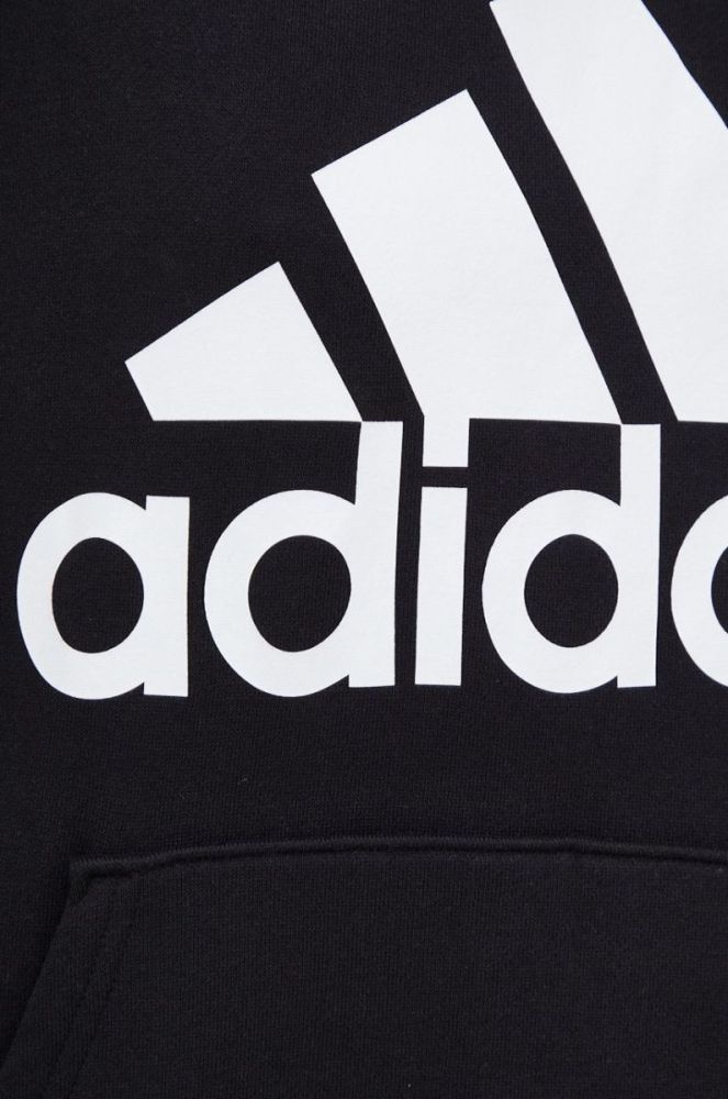 Бавовняна кофта adidas жіноча колір чорний з капюшоном з принтом (2936027) фото 5