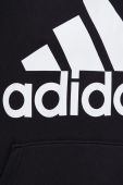 Бавовняна кофта adidas жіноча колір чорний з капюшоном з принтом (2936027)