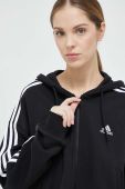 Кофта adidas жіноча колір чорний з капюшоном візерунок (2990109)