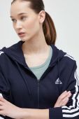 Кофта adidas жіноча колір синій з капюшоном з аплікацією