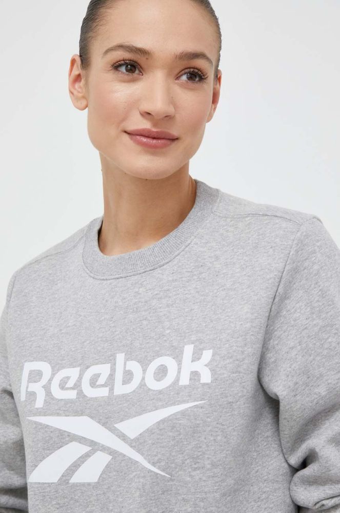 Кофта Reebok жіноча колір сірий з принтом