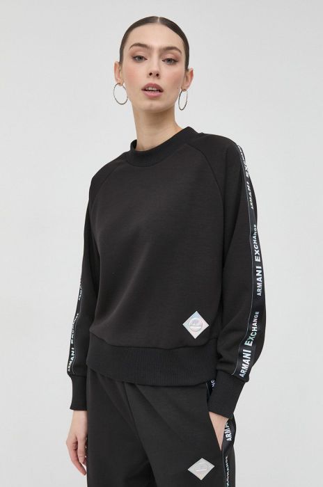 Кофта Armani Exchange жіноча колір чорний з аплікацією (2939287)