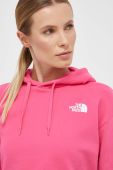 Бавовняна кофта The North Face жіноча колір рожевий з капюшоном з принтом (3360921)