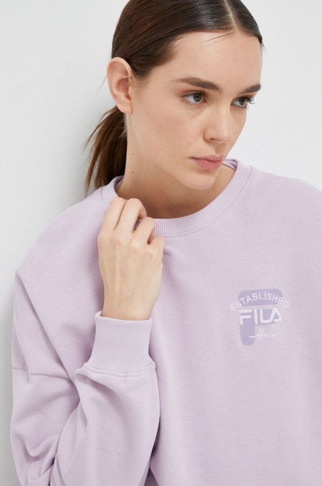 Бавовняна кофта Fila жіноча колір фіолетовий однотонна фото 4