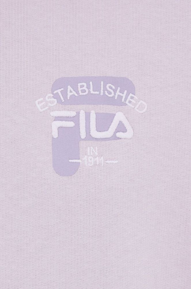 Бавовняна кофта Fila жіноча колір фіолетовий однотонна фото 5