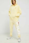 Бавовняна кофта Fila жіноча колір жовтий з капюшоном однотонна